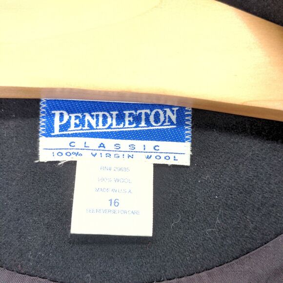 Vintage Pendleton Classic Blazer Suit Womens 16 Black One Button Wool - Picture 10 of 13